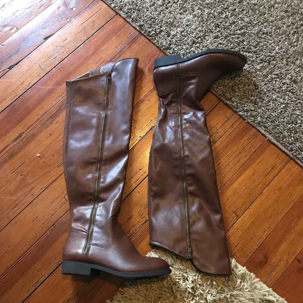 Brown knee high boots